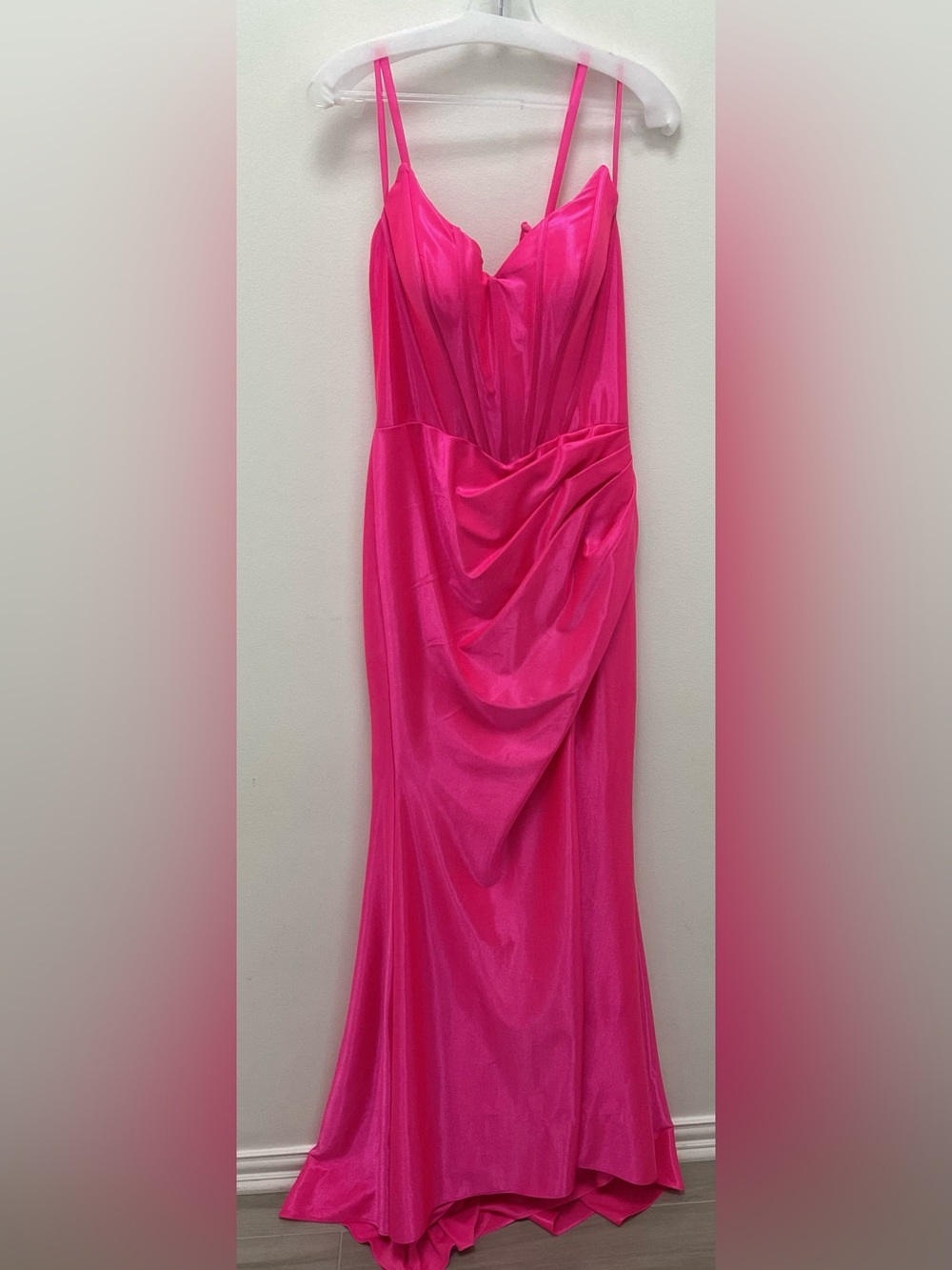 💗 Colors Dress Hot Pink Satin Corset Mermaid Gown Sz 10!